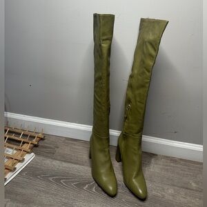 Zara Green Over the Knee Boots with Sleek Design